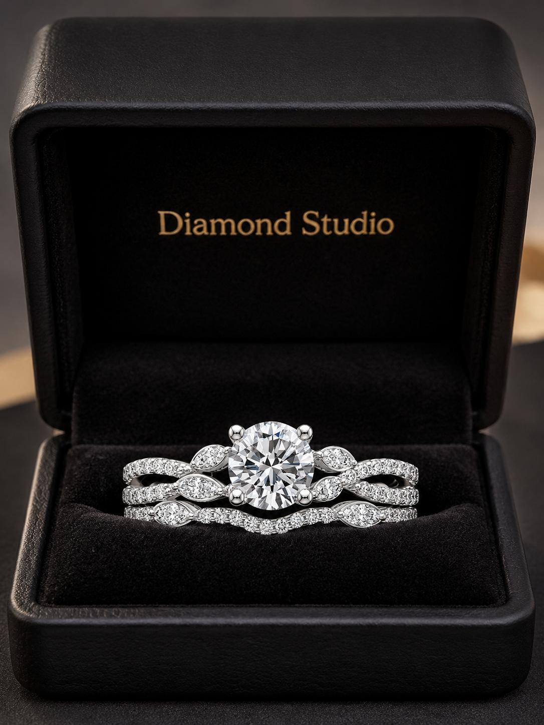 2.55 CT Luxe Willow Lab-Grown Diamond 2PCS Bridal Set in 14K White Gold – Nature Inspired Winding Willow Wedding Ring Design
