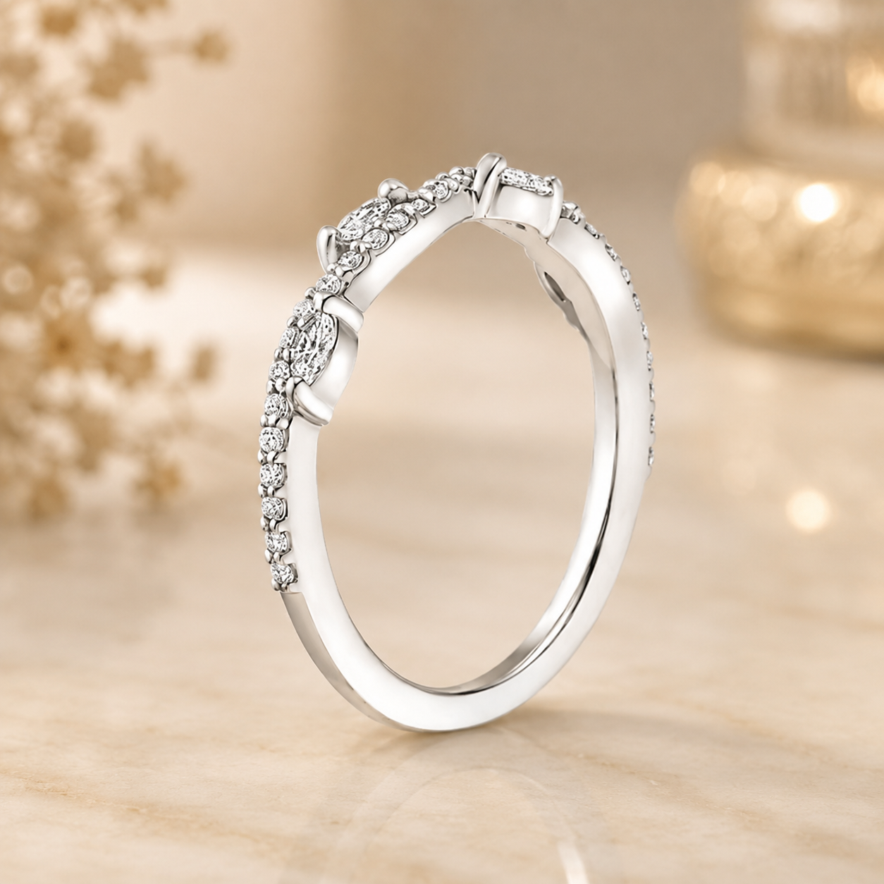 2.55 CT Luxe Willow Lab-Grown Diamond 2PCS Bridal Set in 14K White Gold – Nature Inspired Winding Willow Wedding Ring Design