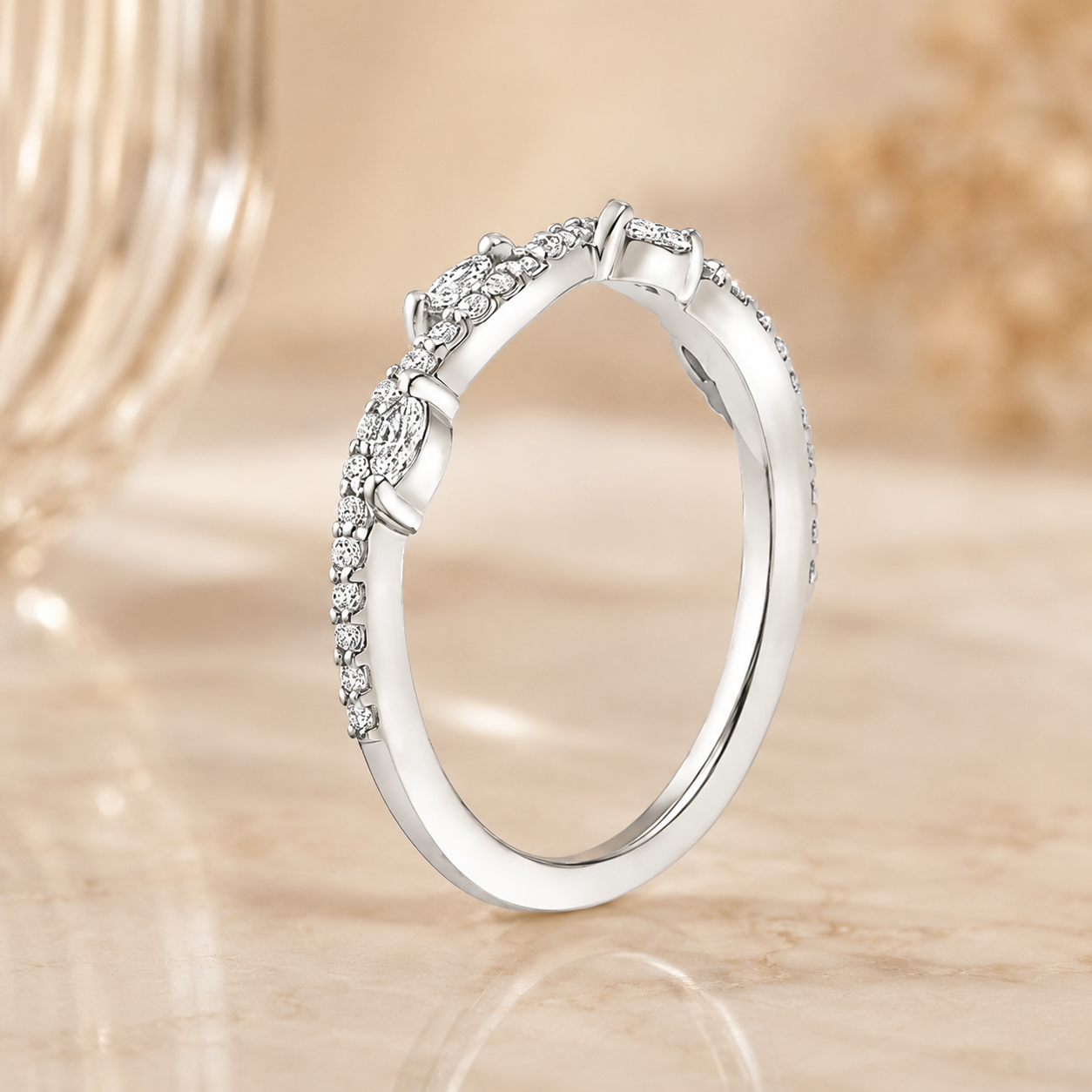 2.55 CT Luxe Willow Lab-Grown Diamond 2PCS Bridal Set in 14K White Gold – Nature Inspired Winding Willow Wedding Ring Design