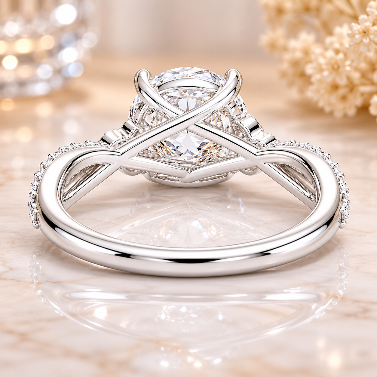 2.55 CT Luxe Willow Lab-Grown Diamond 2PCS Bridal Set in 14K White Gold – Nature Inspired Winding Willow Wedding Ring Design