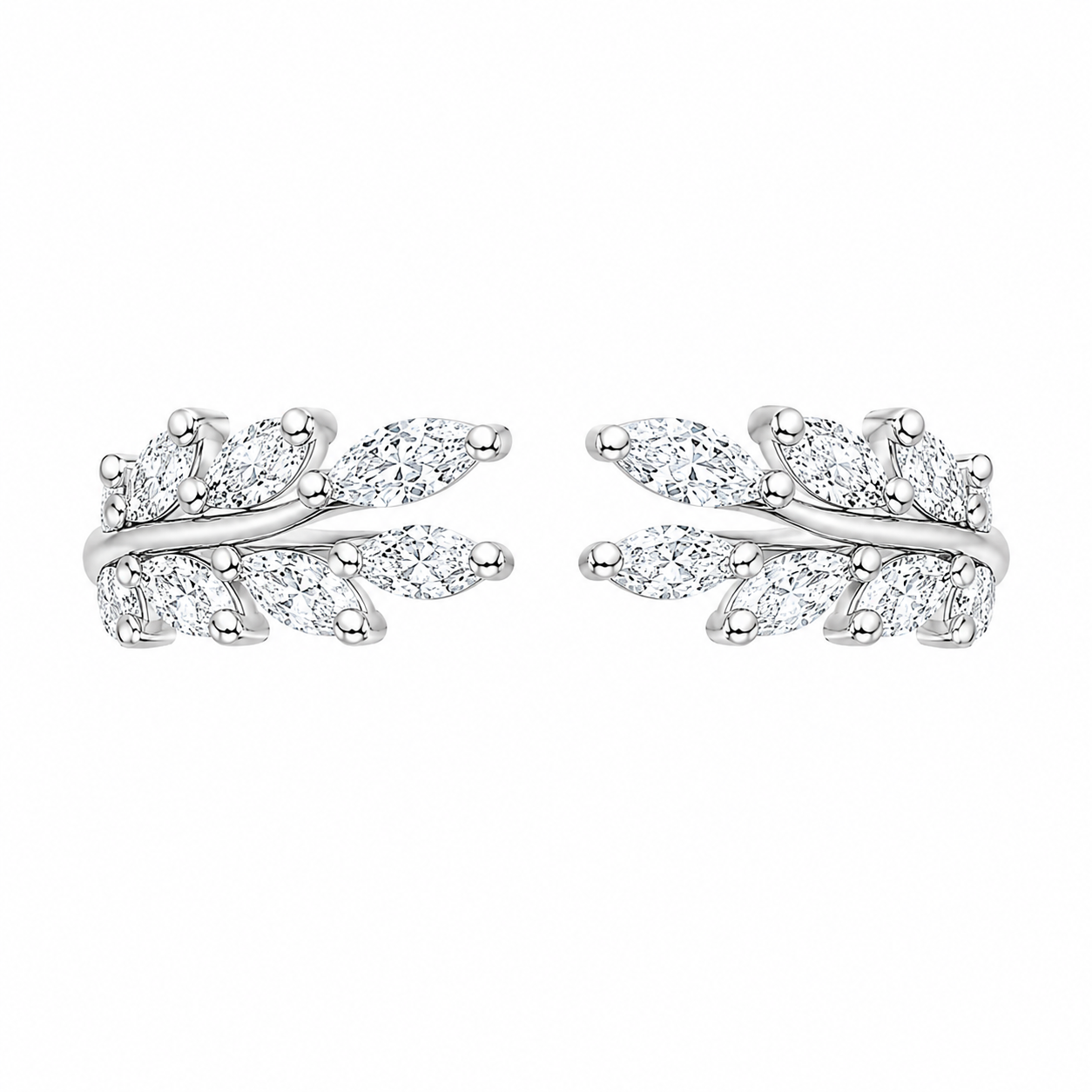2.00 CT Sweeping Ivy Pear Lab-Grown Diamond 2PCS Bridal Set in 14K White Gold – Nature Inspired Vine Wedding Ring Design