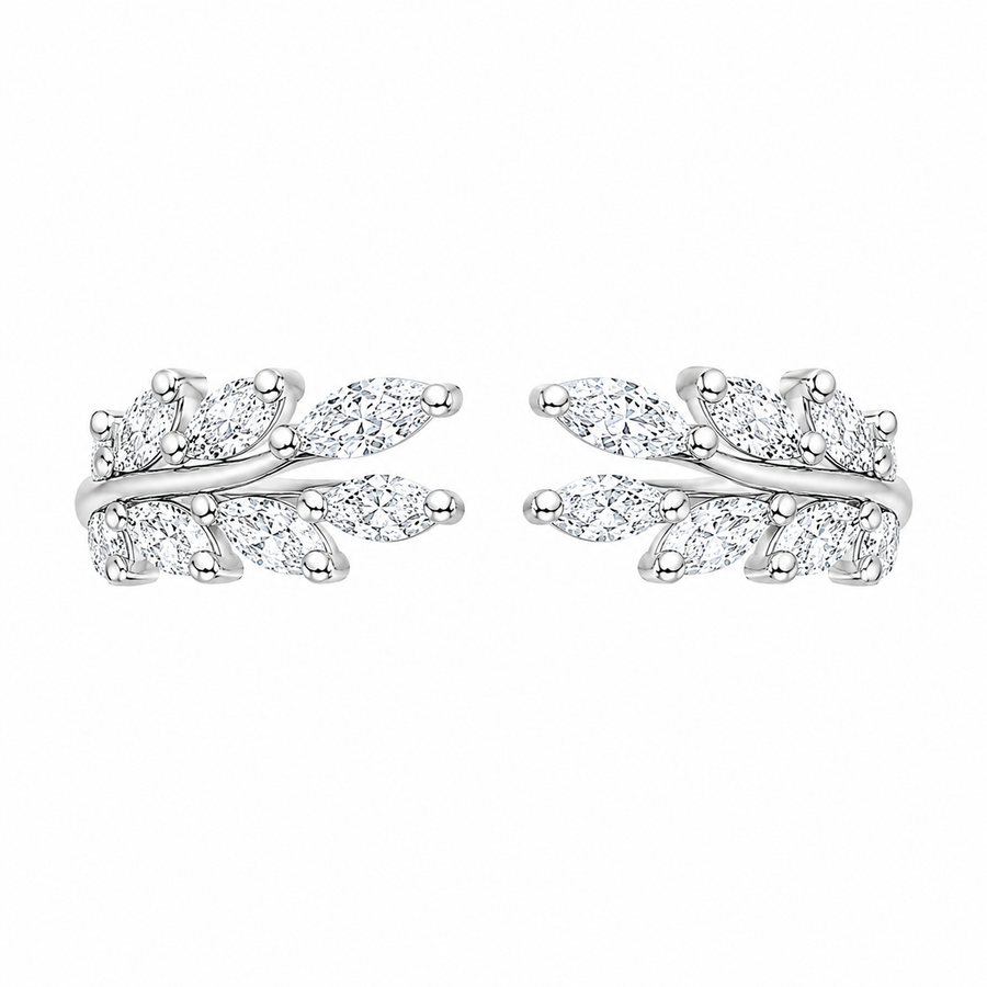 2.00 CT Sweeping Ivy Pear Lab-Grown Diamond 2PCS Bridal Set in 14K White Gold – Nature Inspired Vine Wedding Ring Design