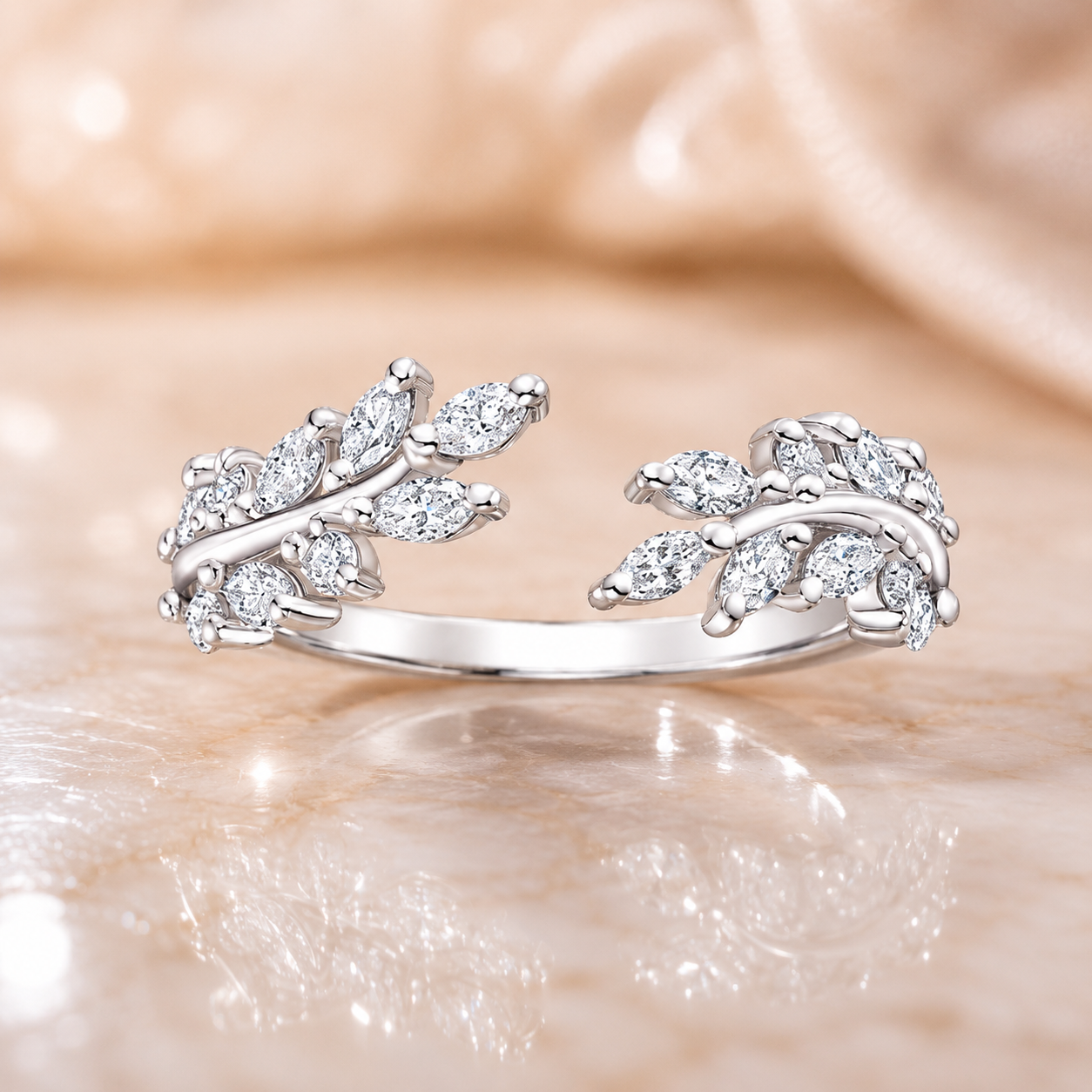 2.00 CT Sweeping Ivy Pear Lab-Grown Diamond 2PCS Bridal Set in 14K White Gold – Nature Inspired Vine Wedding Ring Design