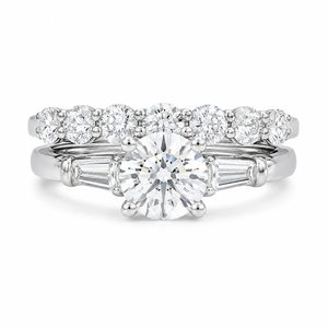 2.00 CT Round Cut Lab-Grown Diamond 3PCS Bridal Set in 14K White Gold – Brilliant Cut Trio Wedding Ring Design