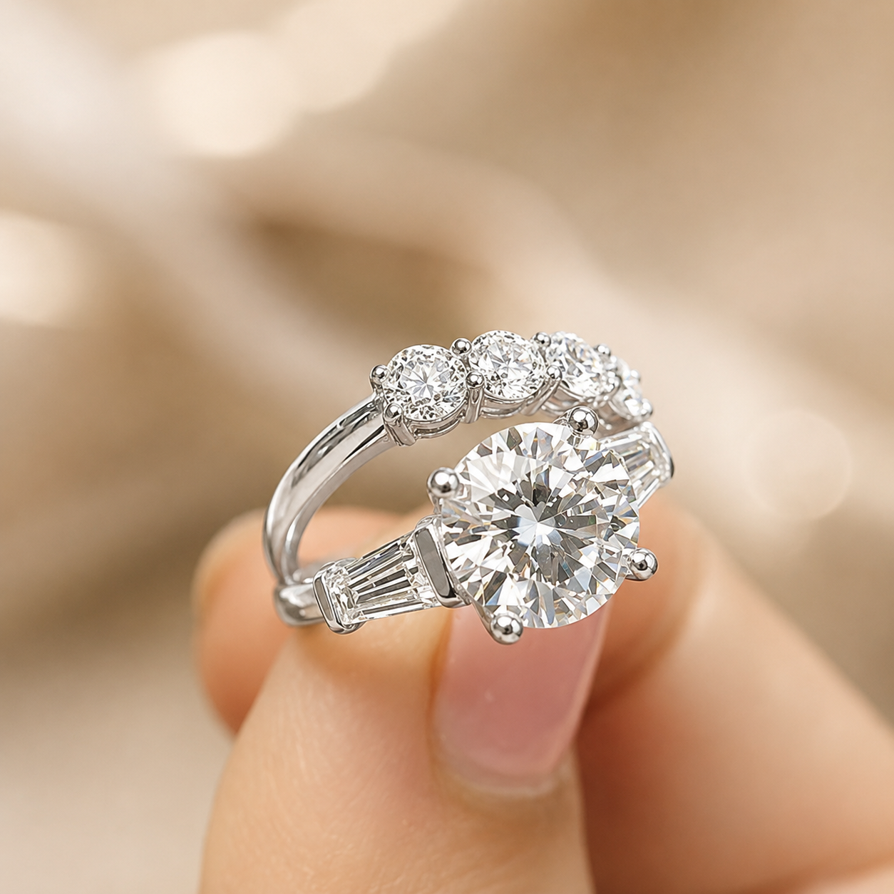 2.00 CT Round Cut Lab-Grown Diamond 3PCS Bridal Set in 14K White Gold – Brilliant Cut Trio Wedding Ring Design