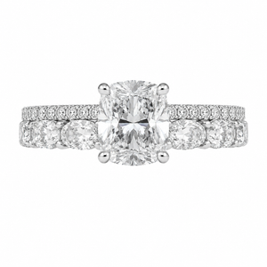 3.00 CT Cushion Cut Lab-Grown Diamond 2PCS Bridal Set in 14K White Gold – Brilliant Cut Wedding Ring Design