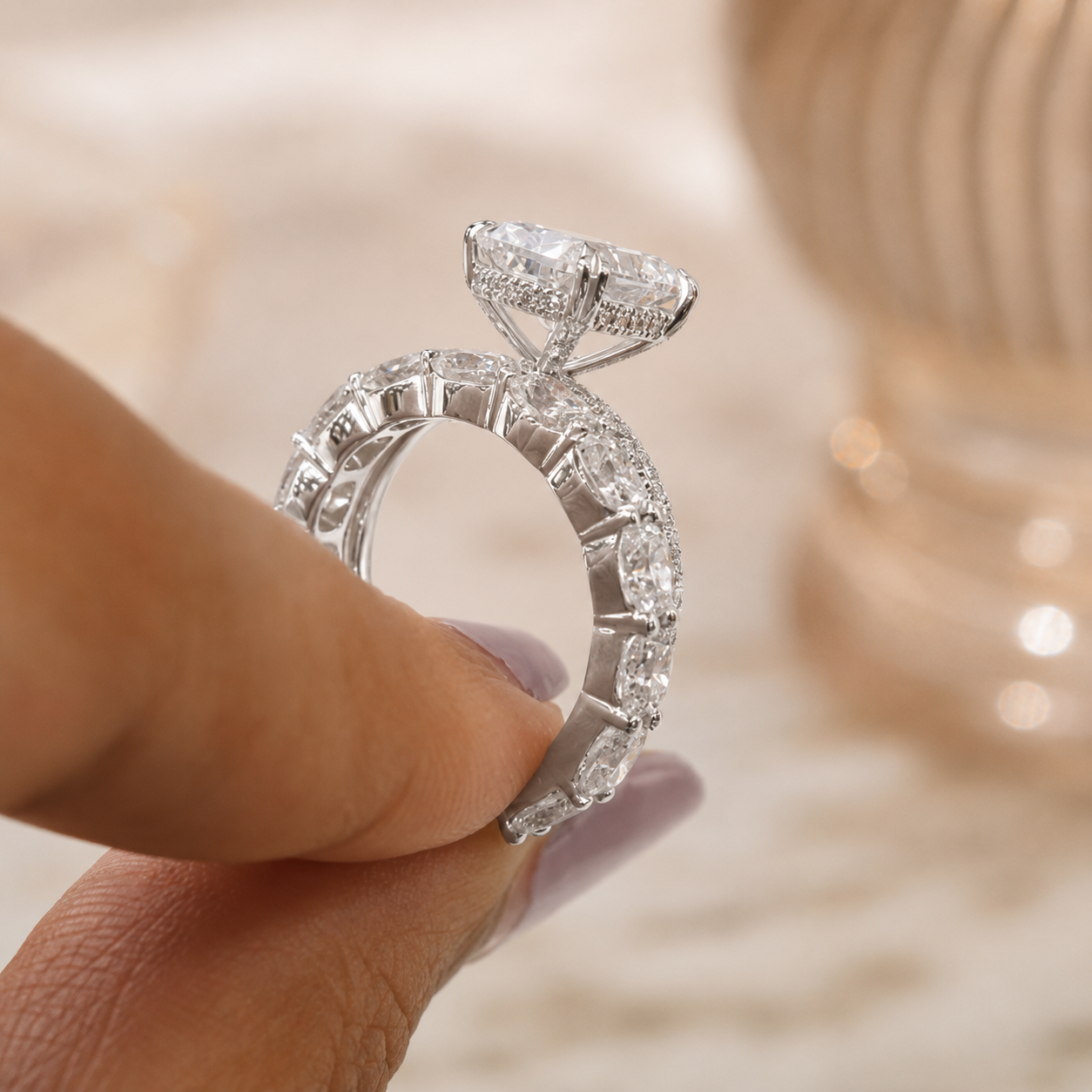 3.00 CT Cushion Cut Lab-Grown Diamond 2PCS Bridal Set in 14K White Gold – Brilliant Cut Wedding Ring Design
