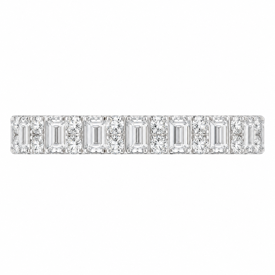 3.00 CT Radiant Cut Lab-Grown Diamond 2PCS Bridal Set in 14K White Gold – Modern Stackable Wedding Ring Design