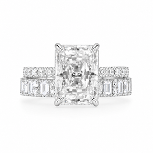 3.00 CT Radiant Cut Lab-Grown Diamond 2PCS Bridal Set in 14K White Gold – Modern Stackable Wedding Ring Design
