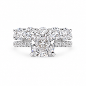 2.00 CT Elongated Cushion Cut Lab-Grown Diamond 2PCS Hidden Halo Bridal Set in 14K White Gold – Matching Wedding Ring Design