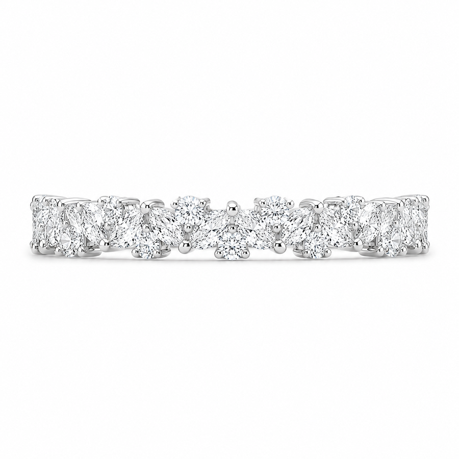 3.00 CT Oval Lab-Grown Diamond Hidden Halo 2PCS Bridal Set in 14K White Gold – Matching Stackable Wedding Band Design