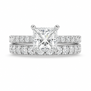 3.00 CT Princess Cut Lab-Grown Diamond 2PCS Bridal Set in 14K White Gold – Classic Anniversary Wedding Ring Design