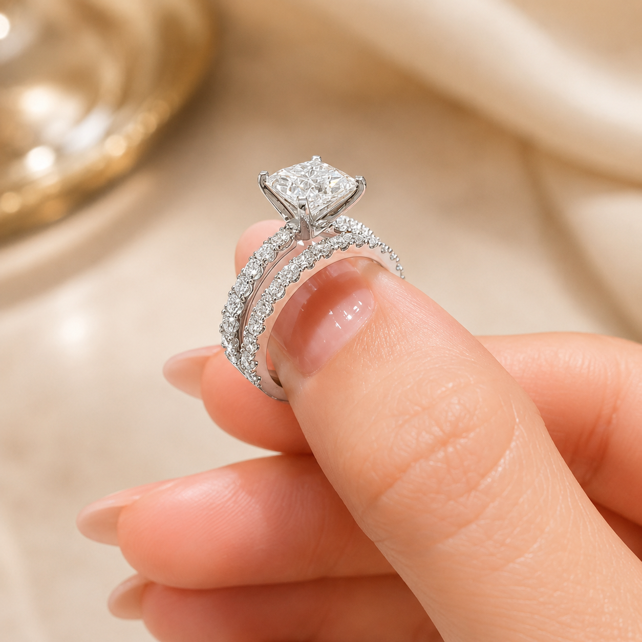 3.00 CT Princess Cut Lab-Grown Diamond 2PCS Bridal Set in 14K White Gold – Classic Anniversary Wedding Ring Design
