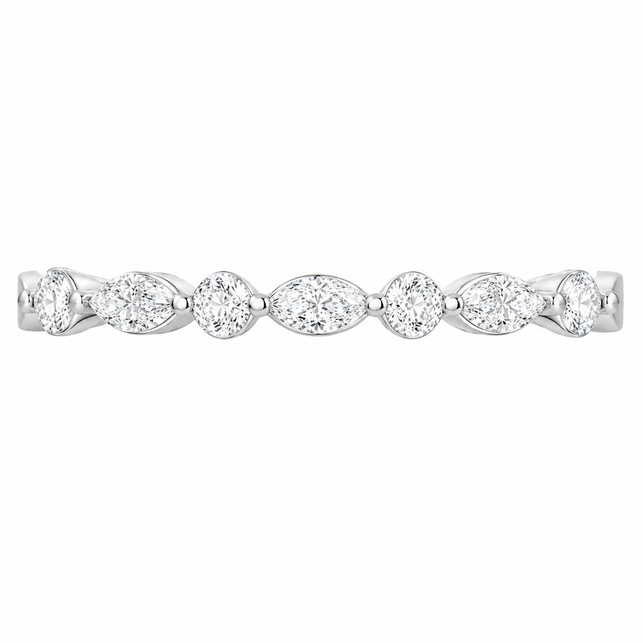 4.00 CT Radiant Cut Lab-Grown Diamond 2PCS Hidden Halo Bridal Set in 14K White Gold – Marquise Full Eternity Wedding Band Design