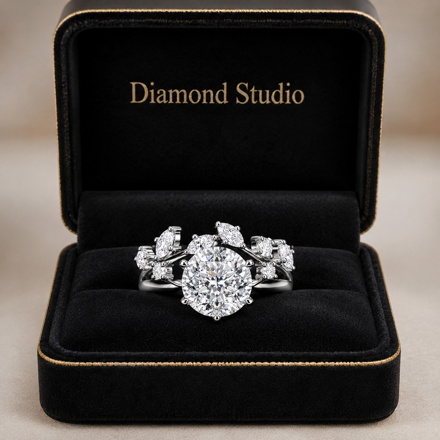 3.00 CT Portuguese Cut Lab-Grown Diamond 2PCS Bridal Set in 14K White Gold – Matching Wedding Band Anniversary Design