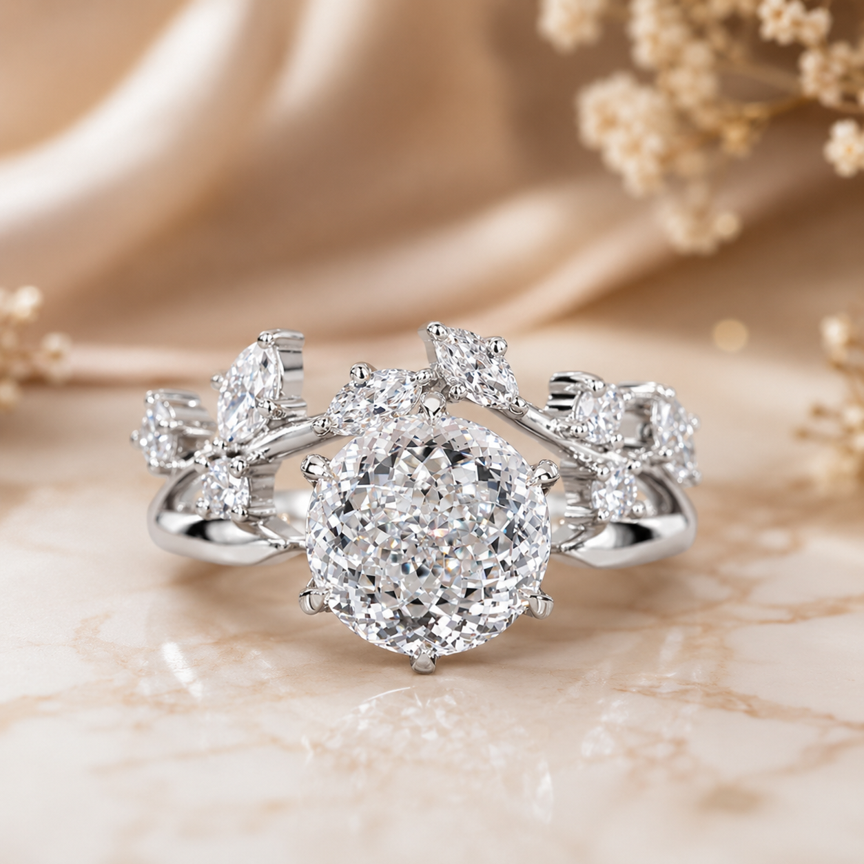 3.00 CT Portuguese Cut Lab-Grown Diamond 2PCS Bridal Set in 14K White Gold – Matching Wedding Band Anniversary Design