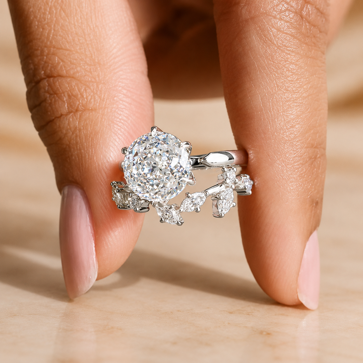 3.00 CT Portuguese Cut Lab-Grown Diamond 2PCS Bridal Set in 14K White Gold – Matching Wedding Band Anniversary Design