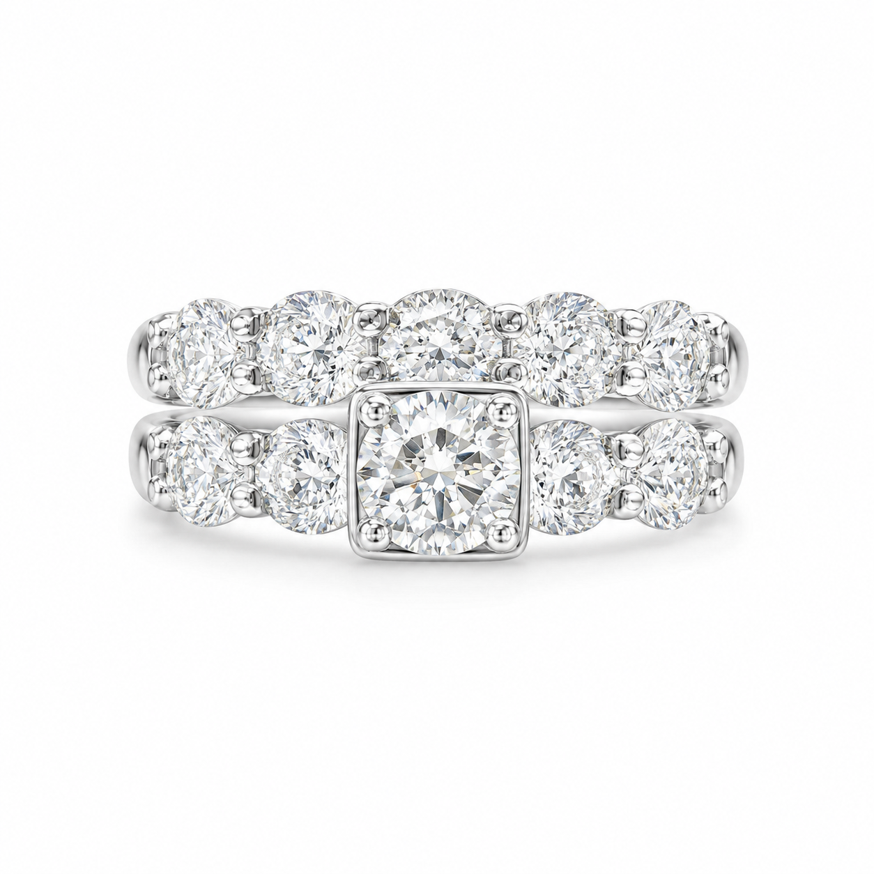2.00 CT Lab-Grown Diamond 2PCS Bridal Set in 14K White Gold – Gorgeous Engagement & Wedding Ring Design