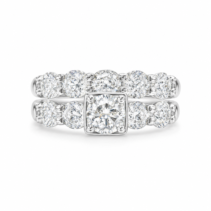 2.00 CT Lab-Grown Diamond 2PCS Bridal Set in 14K White Gold â€“ Gorgeous Engagement & Wedding Ring Design from Diamond Studio