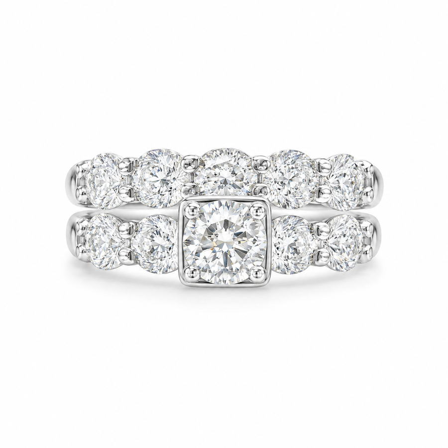 2.00 CT Lab-Grown Diamond 2PCS Bridal Set in 14K White Gold – Gorgeous Engagement & Wedding Ring Design