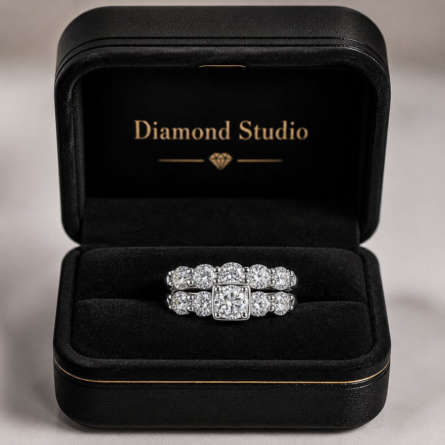 2.00 CT Lab-Grown Diamond 2PCS Bridal Set in 14K White Gold – Gorgeous Engagement & Wedding Ring Design