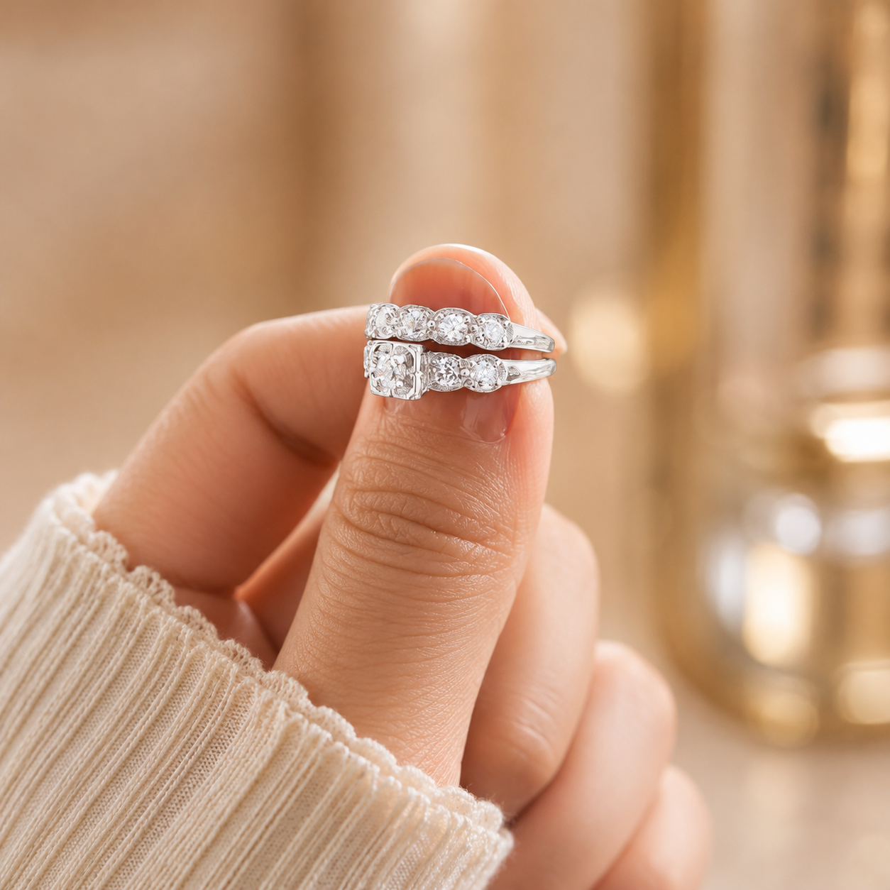 2.00 CT Lab-Grown Diamond 2PCS Bridal Set in 14K White Gold – Gorgeous Engagement & Wedding Ring Design