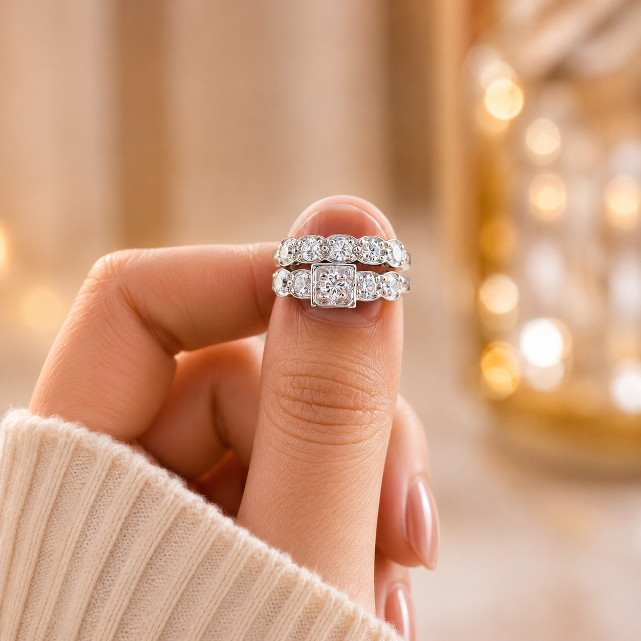 2.00 CT Lab-Grown Diamond 2PCS Bridal Set in 14K White Gold – Gorgeous Engagement & Wedding Ring Design