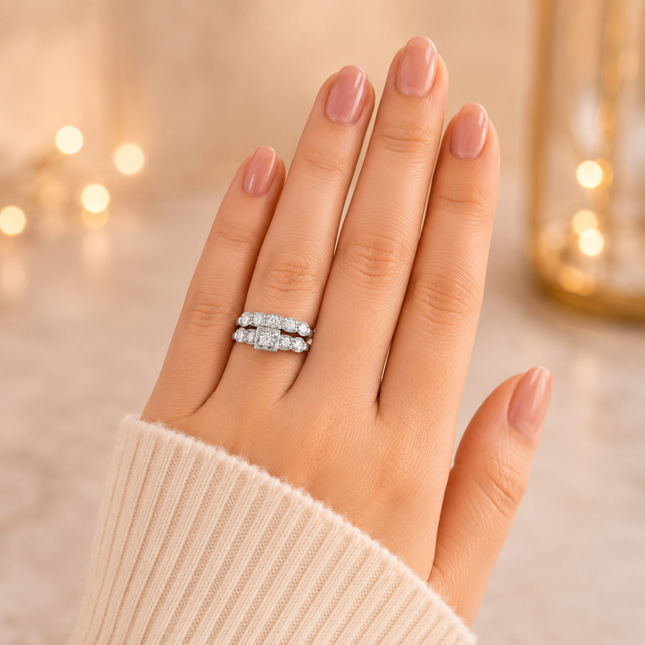 2.00 CT Lab-Grown Diamond 2PCS Bridal Set in 14K White Gold – Gorgeous Engagement & Wedding Ring Design