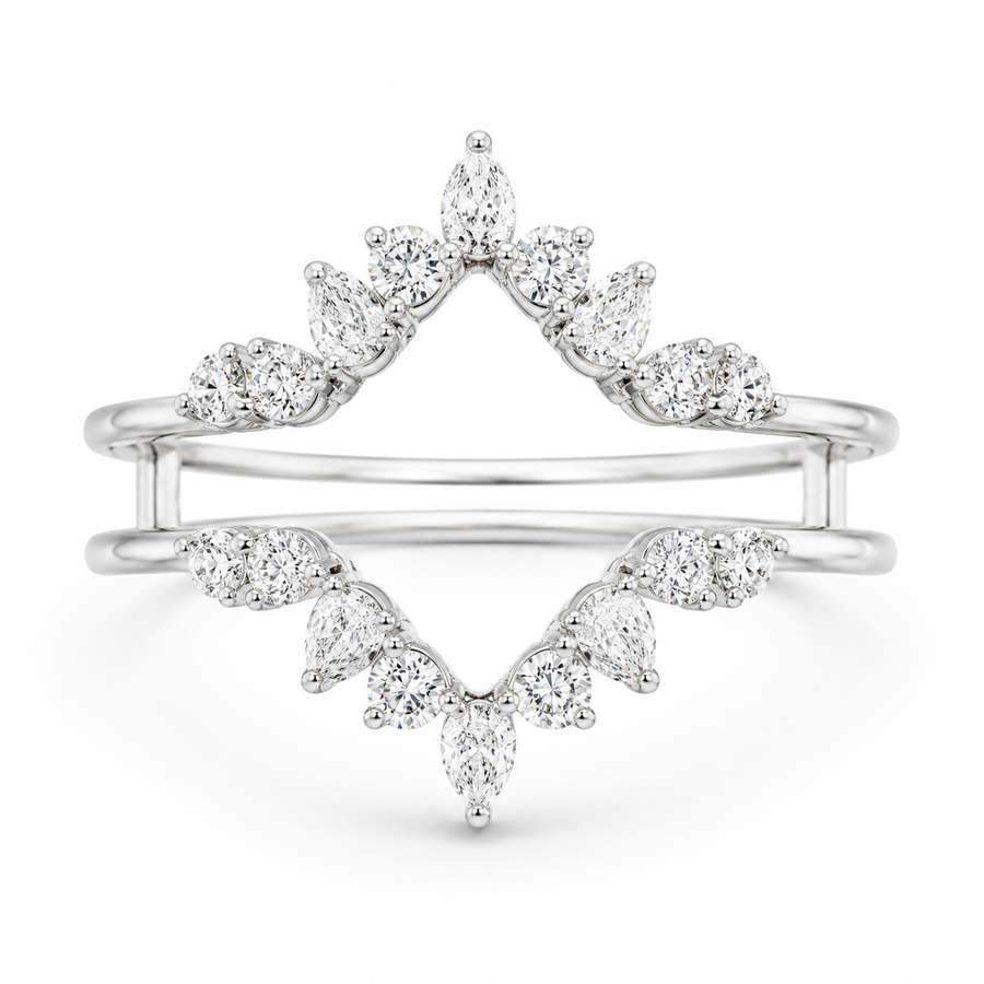2.00 CT Marquise Lab-Grown Diamond Halo 2PCS Bridal Set in 14K White Gold – Vintage Enhancer Wedding Wrap Design