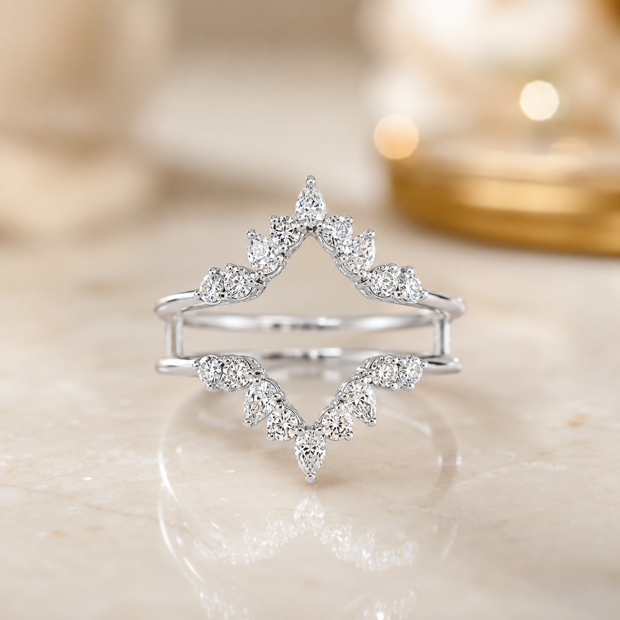 2.00 CT Marquise Lab-Grown Diamond Halo 2PCS Bridal Set in 14K White Gold – Vintage Enhancer Wedding Wrap Design