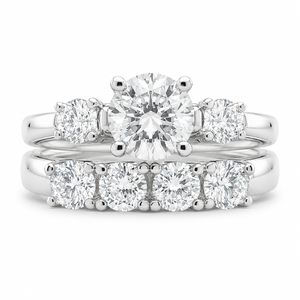 1.00 CT Round Lab-Grown Diamond 2PCS Bridal Set in 14K White Gold – Antique Matching Wedding Band Design
