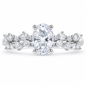 2.00 CT Oval Lab-Grown Diamond 2PCS Bridal Set in 14K White Gold – Matching Wedding Ring Design