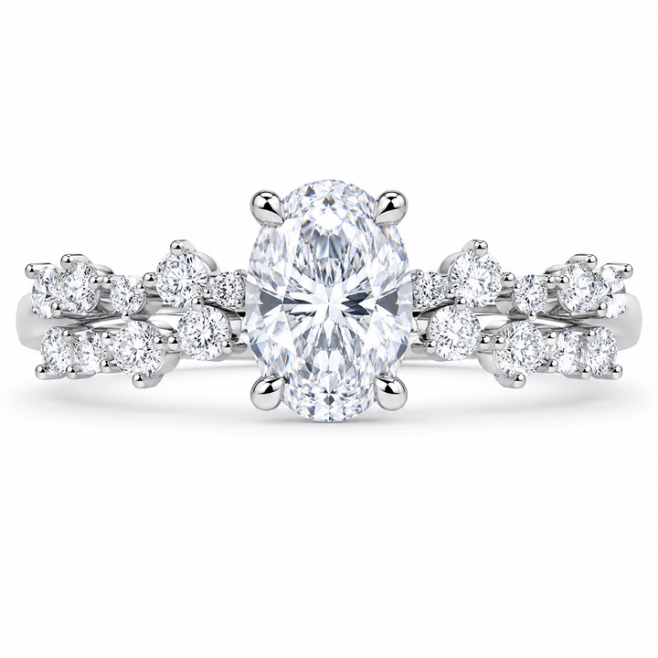 2.00 CT Oval Lab-Grown Diamond 2PCS Bridal Set in 14K White Gold â€“ Matching Wedding Ring Design from Diamond Studio
