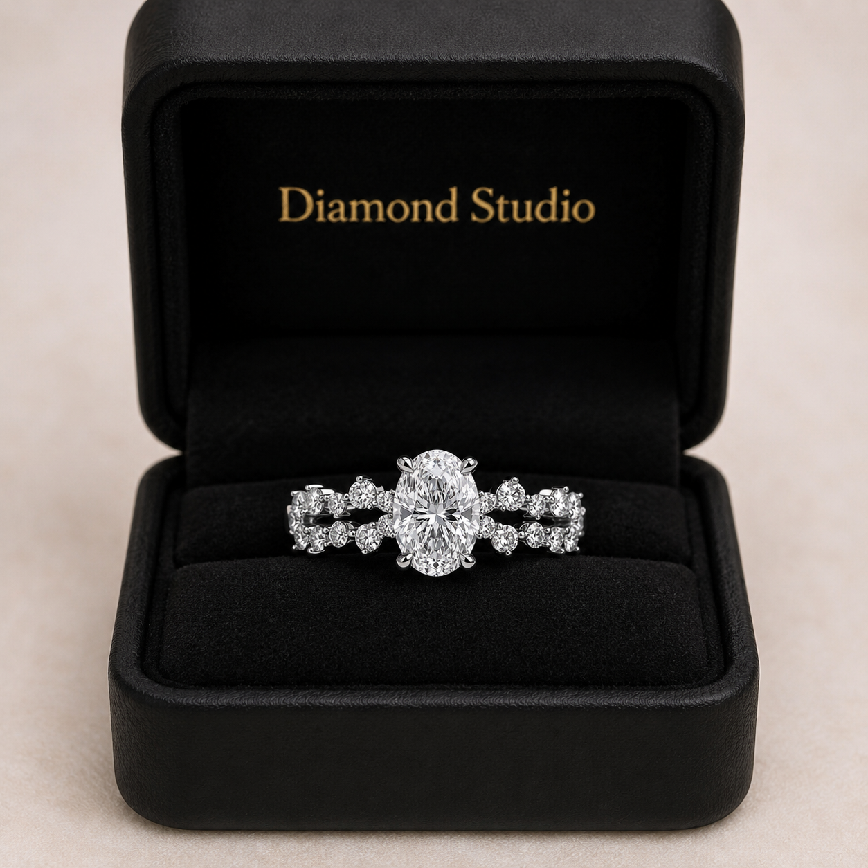 2.00 CT Oval Lab-Grown Diamond 2PCS Bridal Set in 14K White Gold – Matching Wedding Ring Design