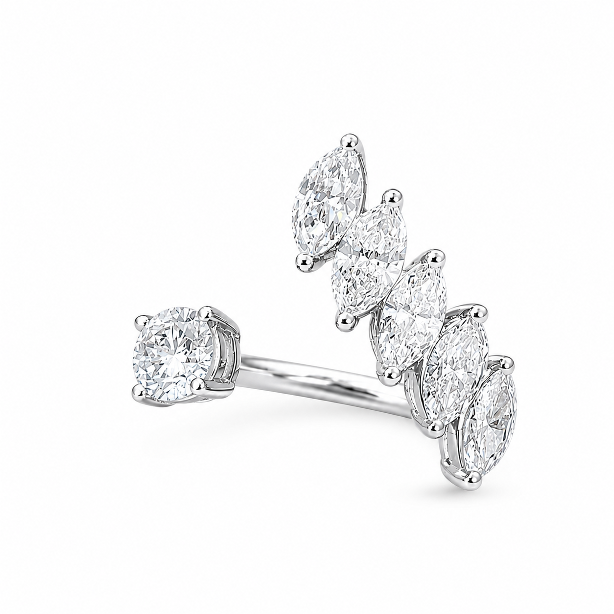 1.45 CT Round Lab-Grown Diamond Statement Ring in 14K White Gold (Dâ€“F / VS1â€“VS2) from Diamond Studio