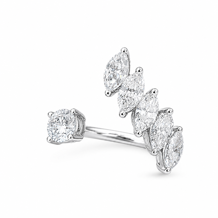 1.45 CT Round Lab-Grown Diamond Statement Ring in 14K White Gold (D–F / VS1–VS2)