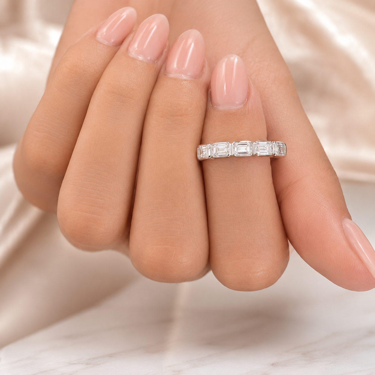 1.10 CT Lab-Grown Diamond Stackable Fashion Ring in 14K White Gold (D–F / VS1–VS2)