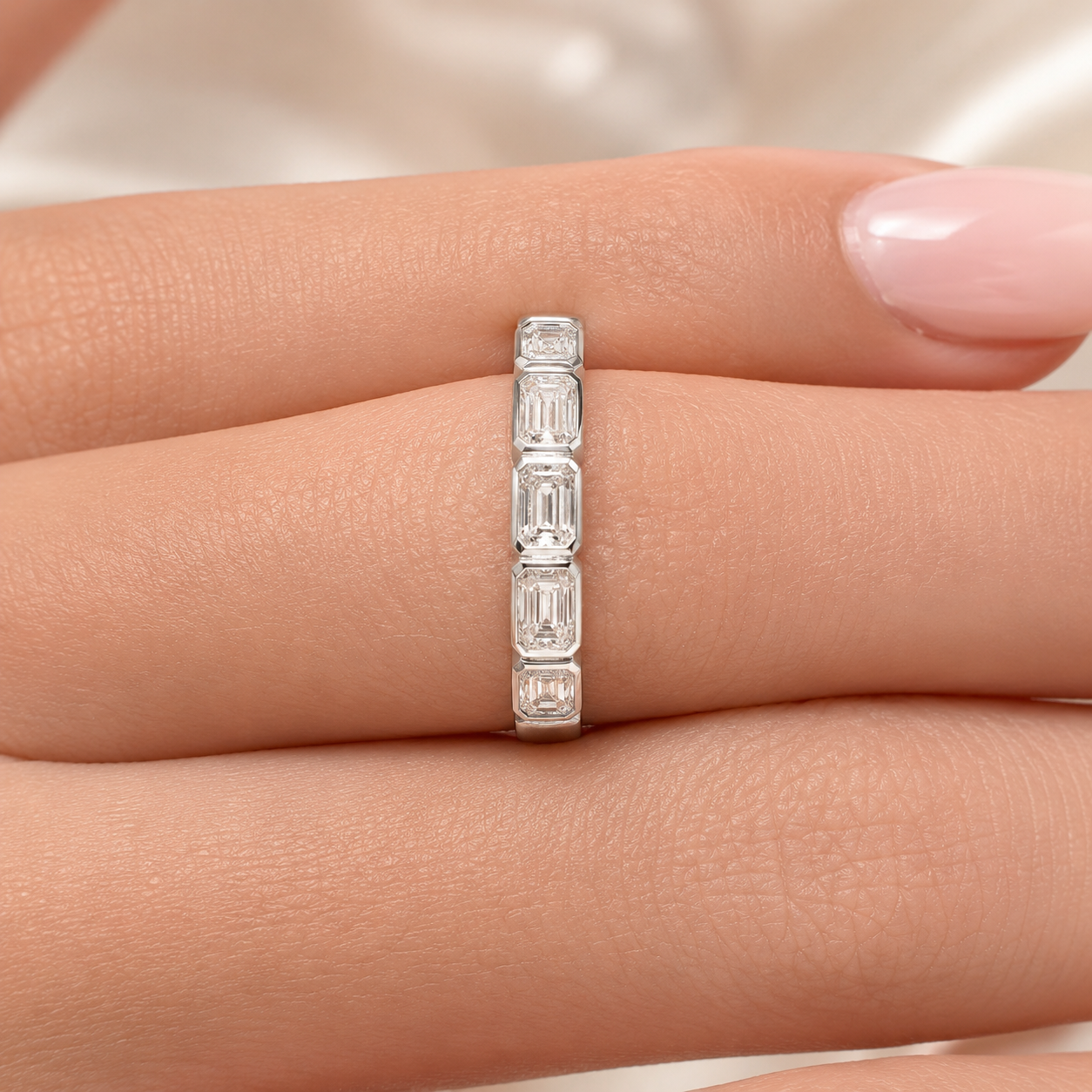 1.10 CT Lab-Grown Diamond Stackable Fashion Ring in 14K White Gold (D–F / VS1–VS2)
