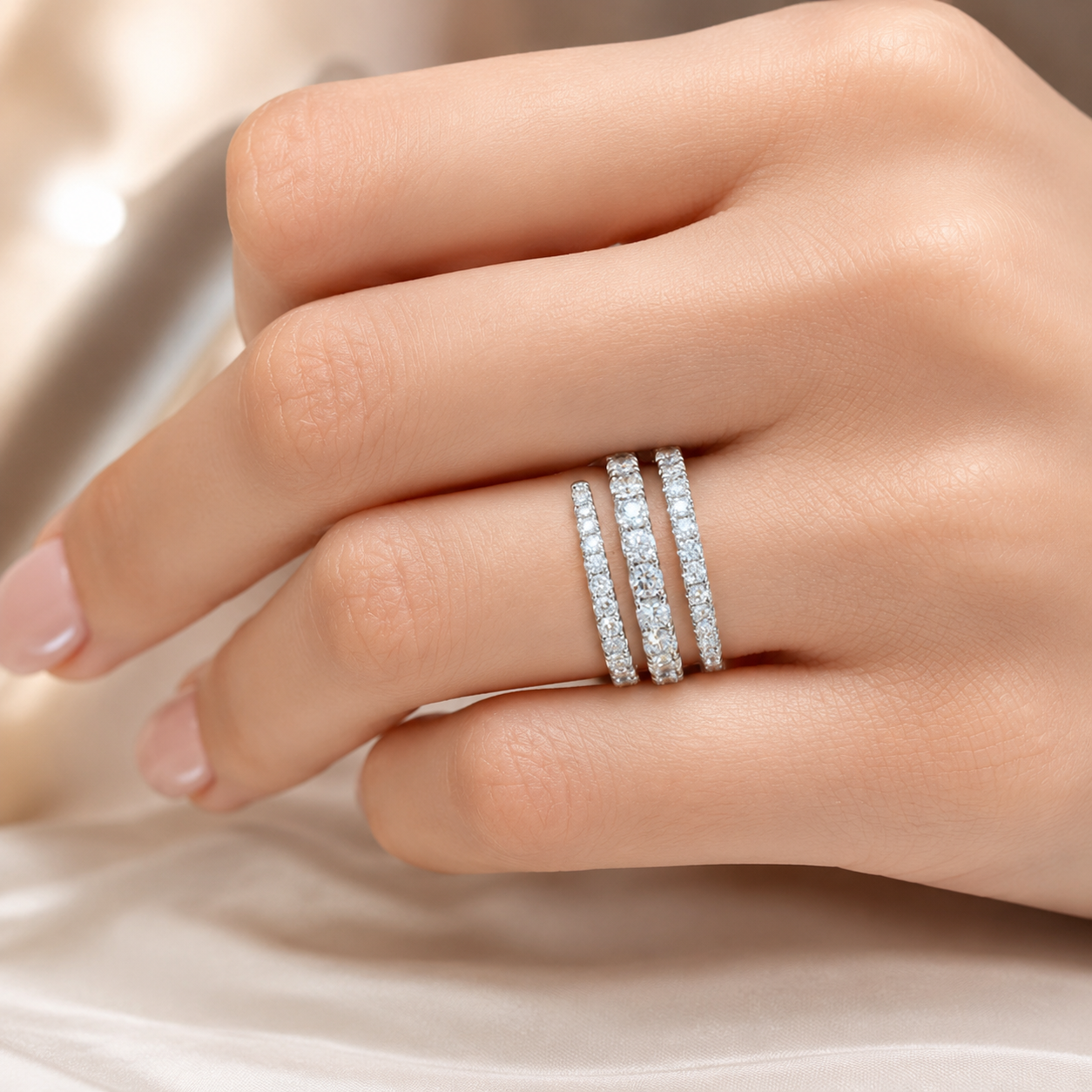 1.60 CT Lab-Grown Diamond Fashion Ring in 14K White Gold (D–F / VS1–VS2)