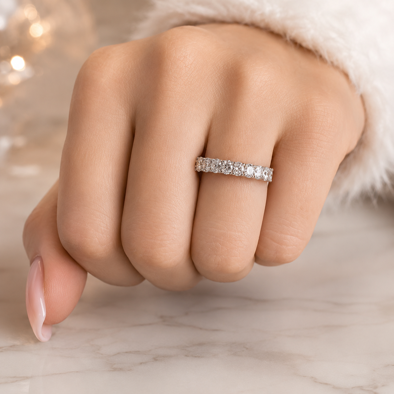 4.06 CT Lab-Grown Diamond Eternity Ring in 14K White Gold (D–F / VS1–VS2)
