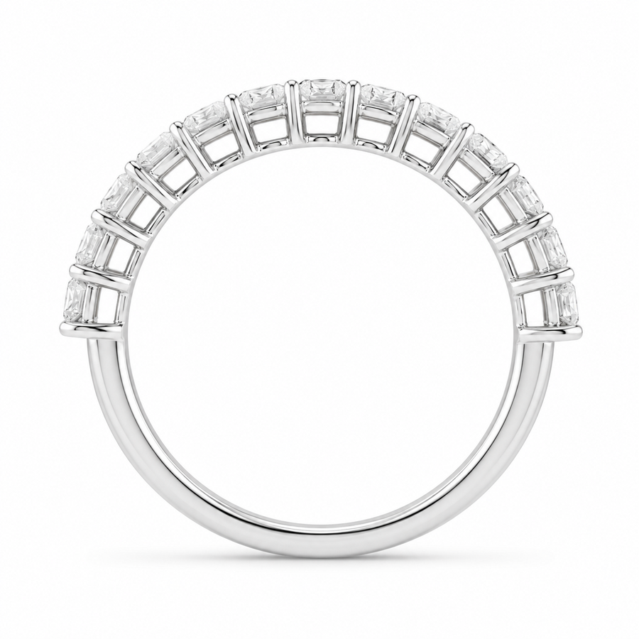1.61 CT Lab-Grown Diamond Half Eternity Band in 14K White Gold (D–F / VS1–VS2)