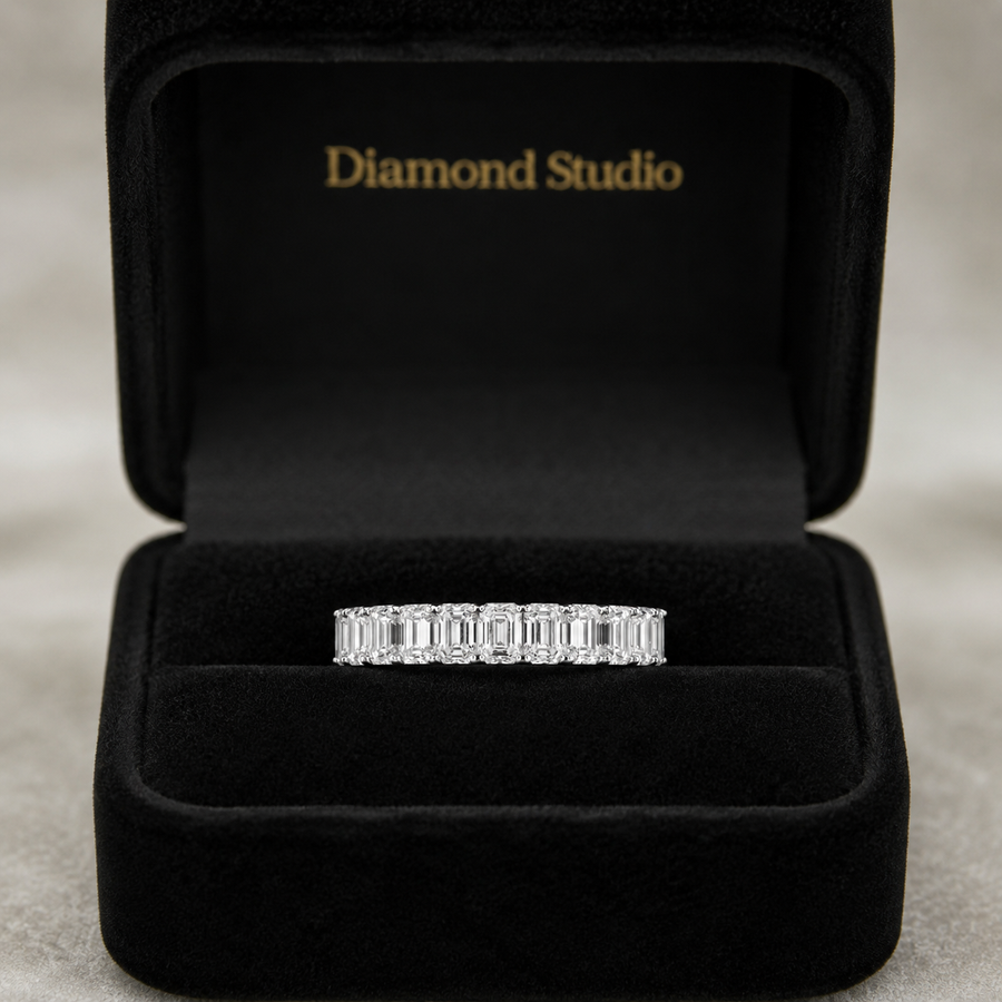 1.61 CT Lab-Grown Diamond Half Eternity Band in 14K White Gold (D–F / VS1–VS2)