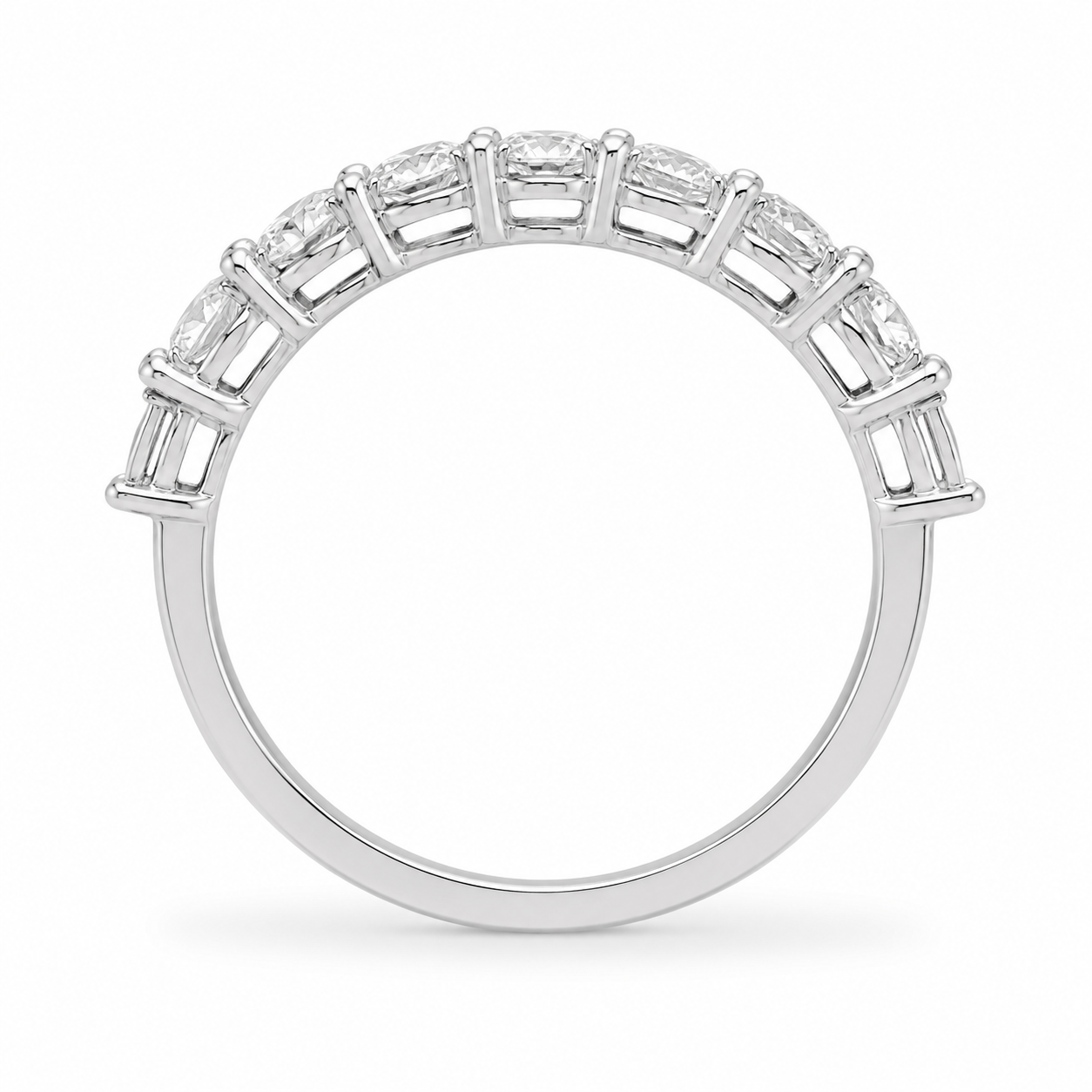 1.00 CT Lab-Grown Diamond Half Eternity Band in 14K White Gold (D–F / VS1–VS2)