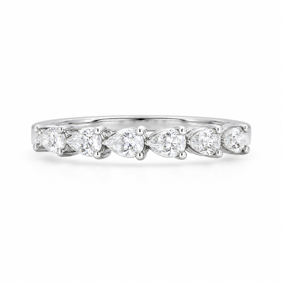 1.00 CT Lab-Grown Diamond Half Eternity Band in 14K White Gold (D–F / VS1–VS2)