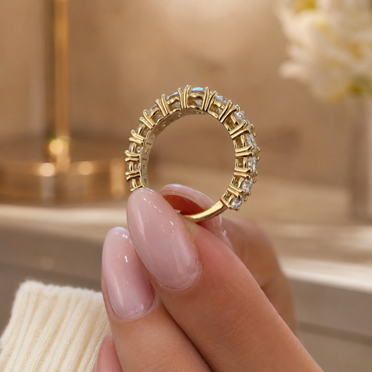 2.62 CT Lab-Grown Diamond Half Eternity Ring in 14K White Gold (D–F / VS1–VS2)
