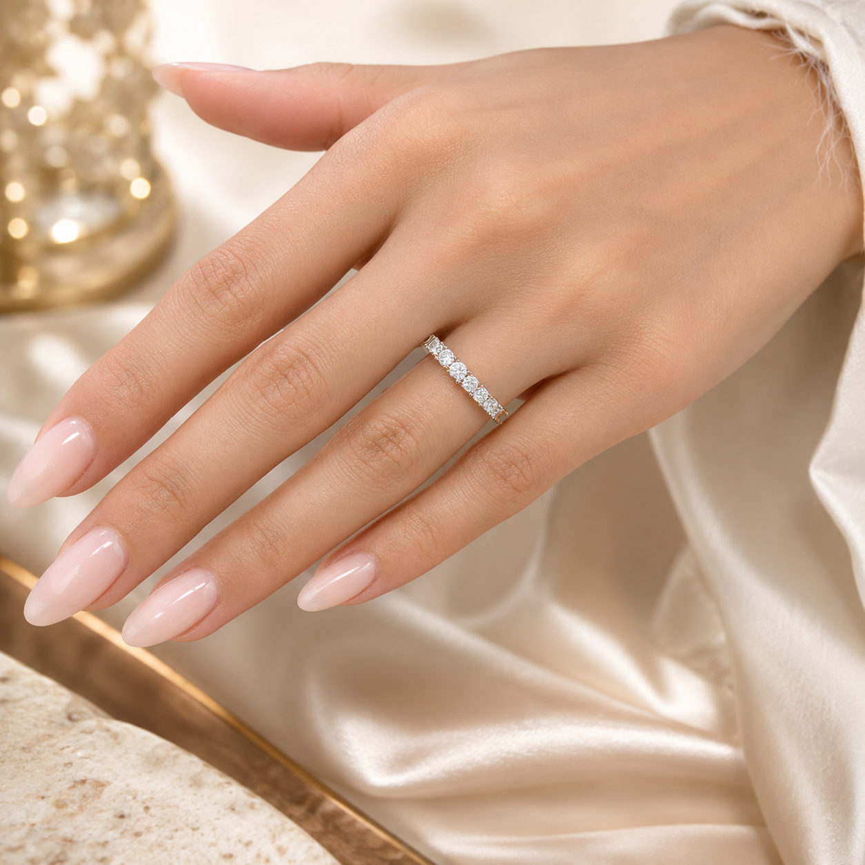 2.62 CT Lab-Grown Diamond Half Eternity Ring in 14K White Gold (D–F / VS1–VS2)