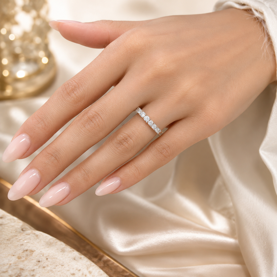 2.62 CT Lab-Grown Diamond Half Eternity Ring in 14K White Gold (D–F / VS1–VS2)