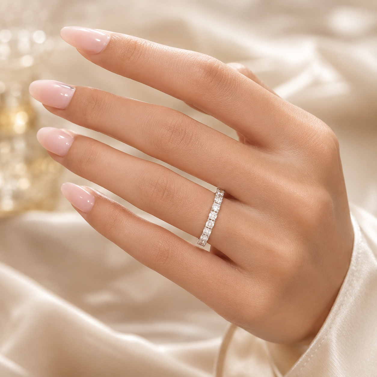 2.62 CT Lab-Grown Diamond Half Eternity Ring in 14K White Gold (D–F / VS1–VS2)