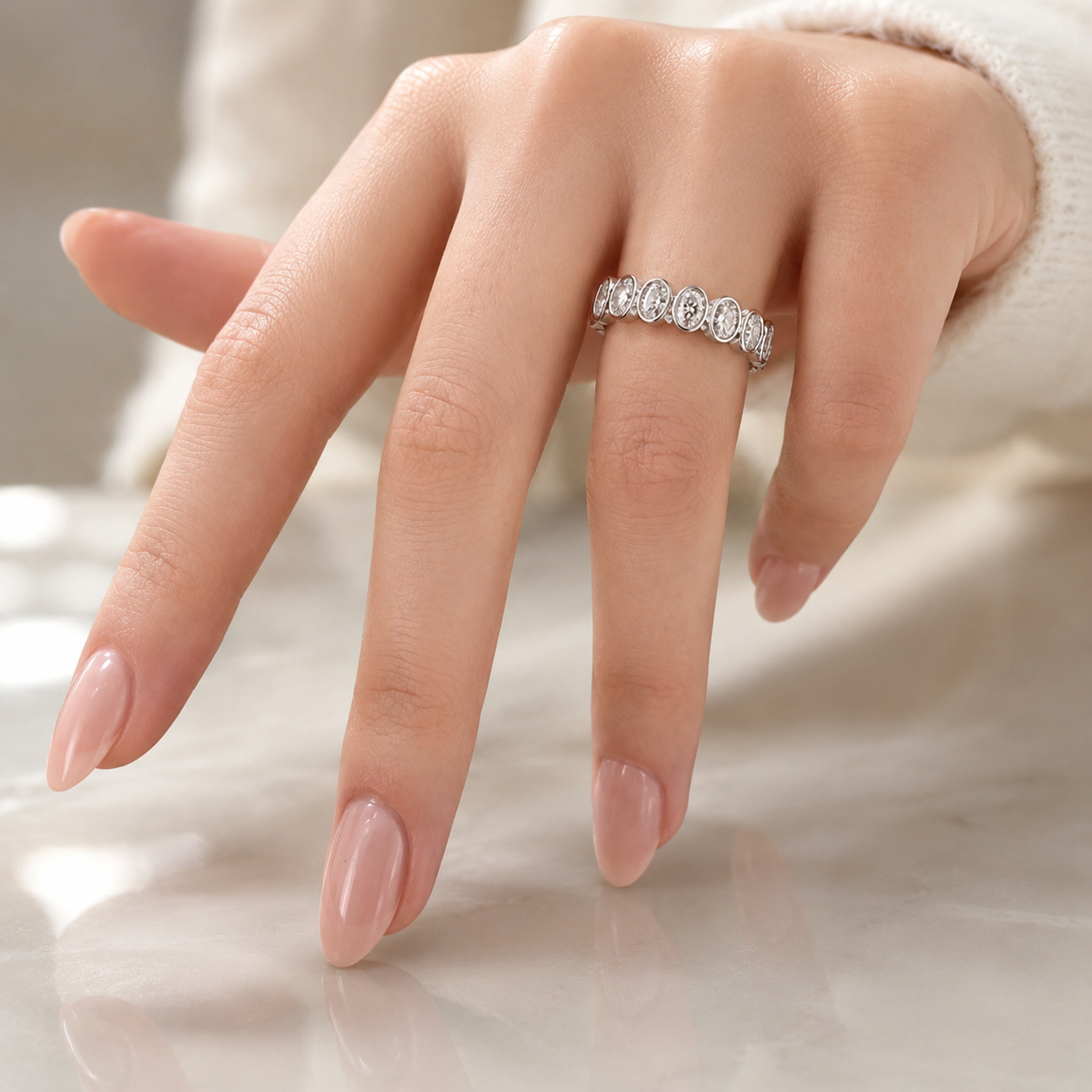 4.12 CT Lab-Grown Diamond Eternity Ring in 14K White Gold (D–F / VS1–VS2)