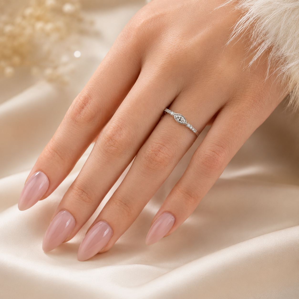 1.00 CT Lab-Grown Diamond Stackable Fashion Ring in 14K White Gold (D–F / VS1–VS2)